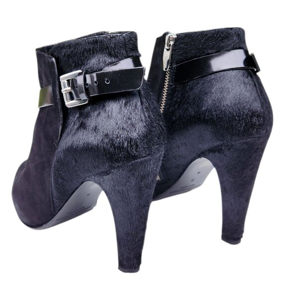 Sigerson Morrison Suede Calf Hair Pony Lux Black Ankle Boots Size 7 - Picture 6 of 13